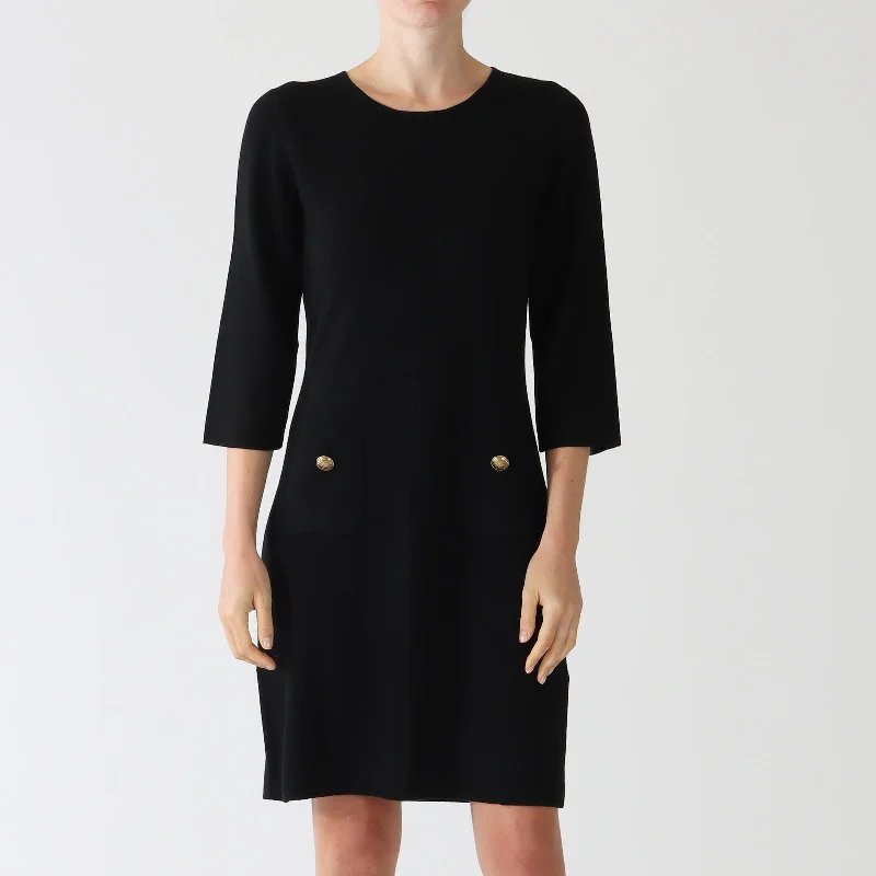 Ferdy Noir Pure Wool Dress Striped unclassified dresses