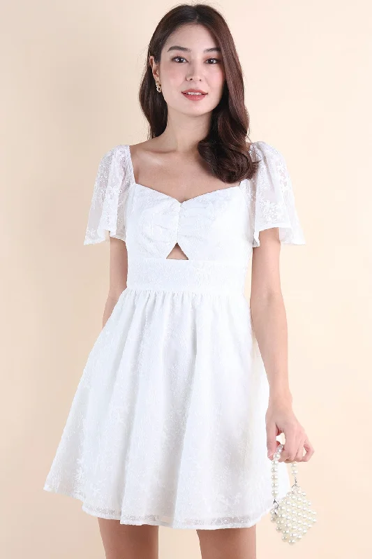 FIDELIA FLUTTERS CUT-OUT DRESS IN WHITE Neutral tone unclassified dresses