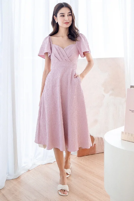 FIORA SLEEVE MIDAXI DRESS IN PINK Velvet unclassified dresses