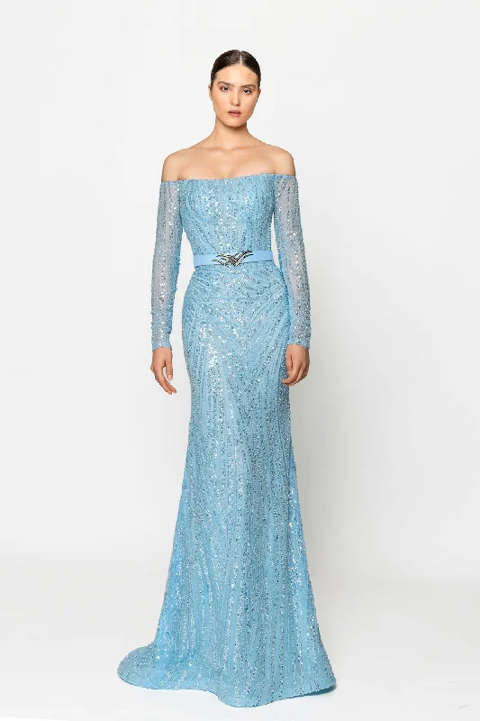 Fully beaded off shoulder gown Sexy unclassified dresses