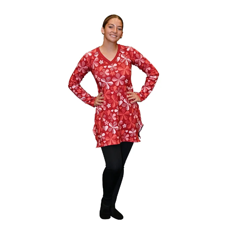 Groovy Red Flowers Dress Dark color unclassified dresses