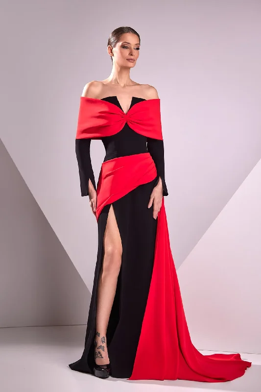 High slit crepe marrocain gown Y2K unclassified dresses