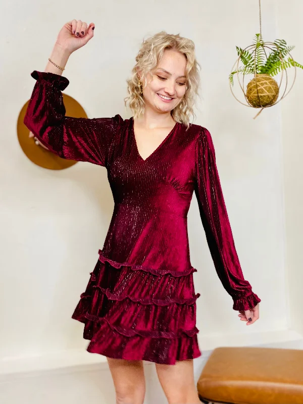 Holiday Velvet Dress - Maroon Wedding guest unclassified dresses