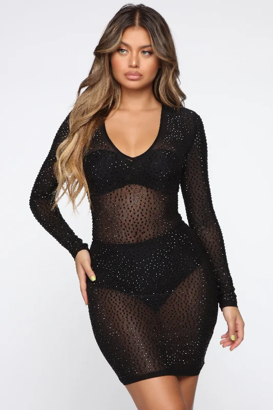 Isabela Rhinestone Dress - Black/Black Date night unclassified dresses