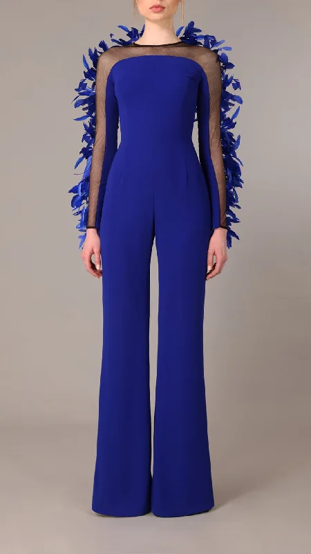 Crepe jumpsuit with feathers Y2K unclassified dresses