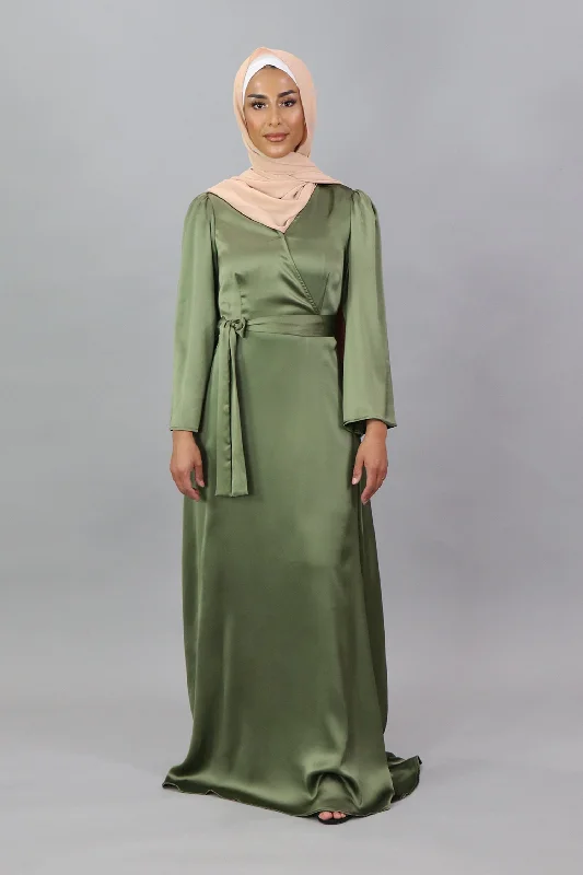 LaMeera V-Neck Satin Dress - Sage Green Women's unclassified dresses