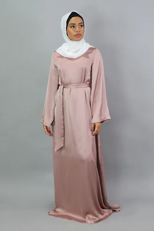 LaMeera Wide Sleeve Satin Dress - Rose Pink Smocked unclassified dresses