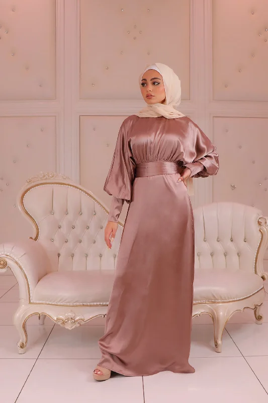 Liliana Batwing Satin Dress - Dusty Rose Boho unclassified dresses