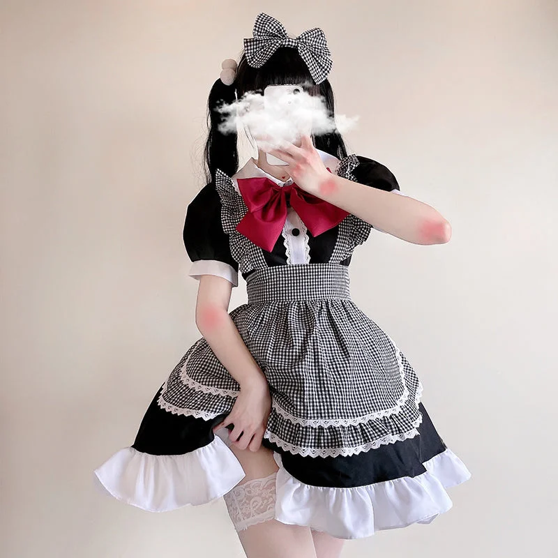 lolita plaid maid outfit dress yv30464 Travel unclassified dresses