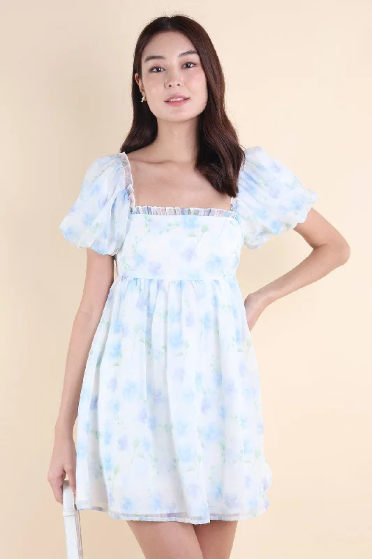 MORA WATERCOLOUR SLEEVE DRESS IN BLUE Preppy unclassified dresses