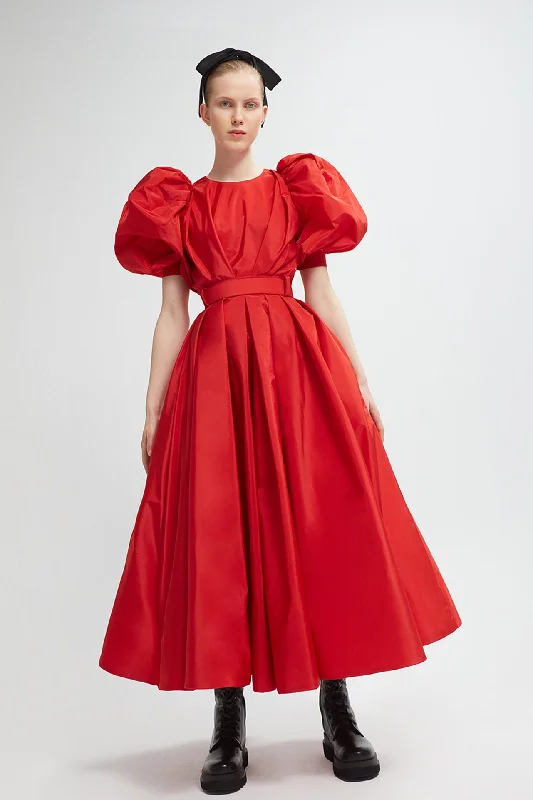 Oversized sleeves princess silhouette taffeta gown Casual unclassified dresses