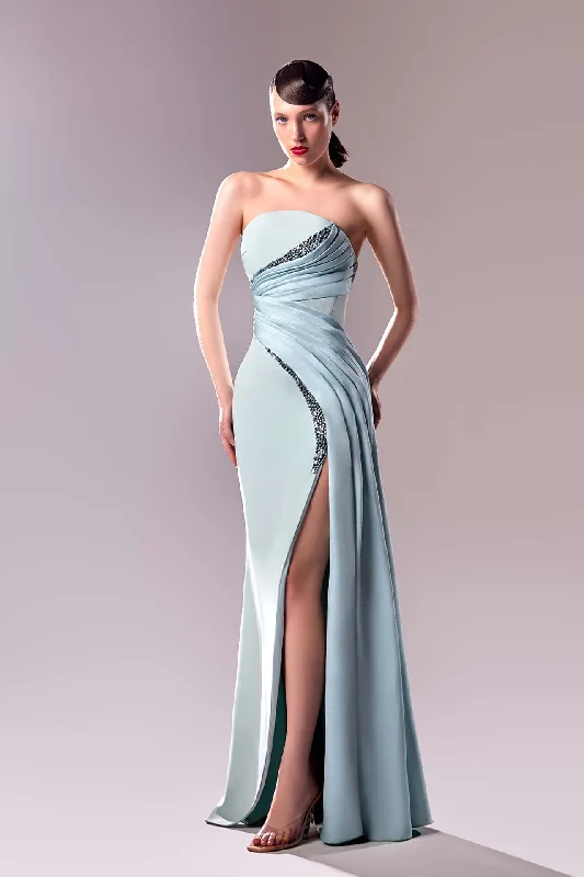 Pearl beaded strapless gown Printed unclassified dresses