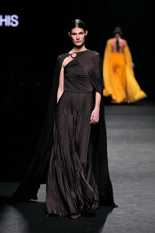 Pleated jumpsuit with cape Satin unclassified dresses