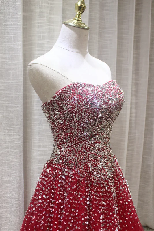 Red Sparkle Prom Dress , Handmade Charming Formal Gown, Prom Dress Designer unclassified dresses