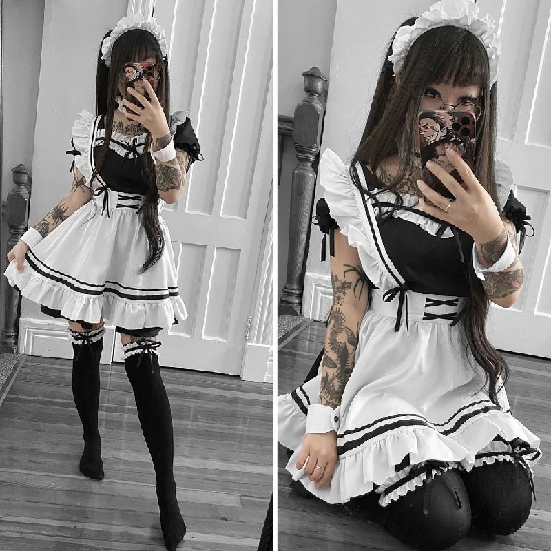 Review for Lolita black and white maid dress suit YV43594 Club unclassified dresses