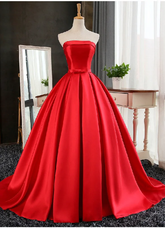 Satin Scoop Floor Length Ball Prom Dress , Dark Red Sweet 16 Gown Comfortable unclassified dresses