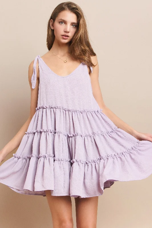 TEXTURED CREPE TIERED BABYDOLL TUNIC DRESS W3115DA Striped unclassified dresses