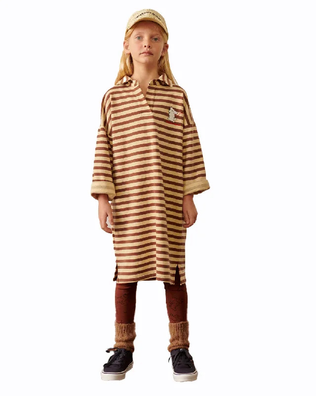 WEEKEND HOUSE KIDS FW23 Dog Stripe Polo Dress Off-shoulder unclassified dresses