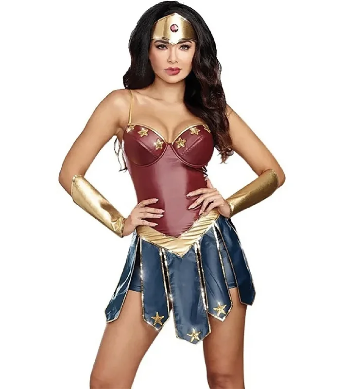 Wonder Woman dress for Girls - Superhero theme costume for Adult females Knitted unclassified dresses