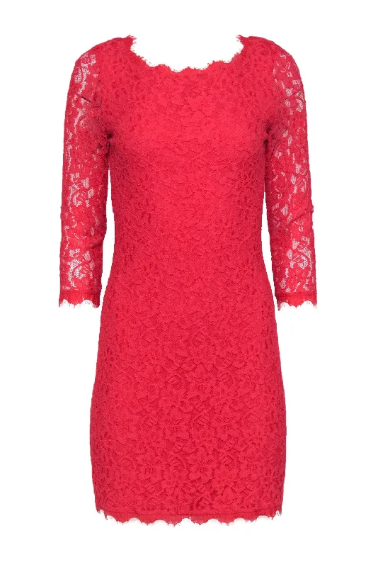 Diane von Furstenberg - Neon Hot Pink "Zarita" Lace Dress Sz 6 Soft Lace Dress