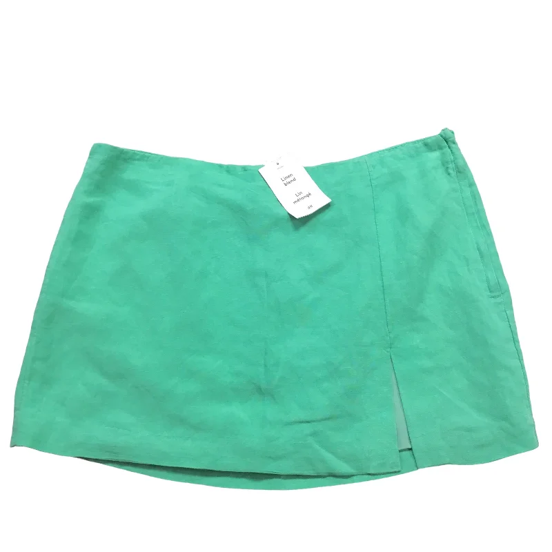 Skirt Mini & Short By H&m In Green, Size: 16 Pleated Mini Denim