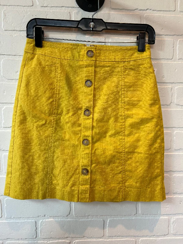 Skirt Mini & Short By Loft In Yellow, Size: 0 Pleated Denim Skirt