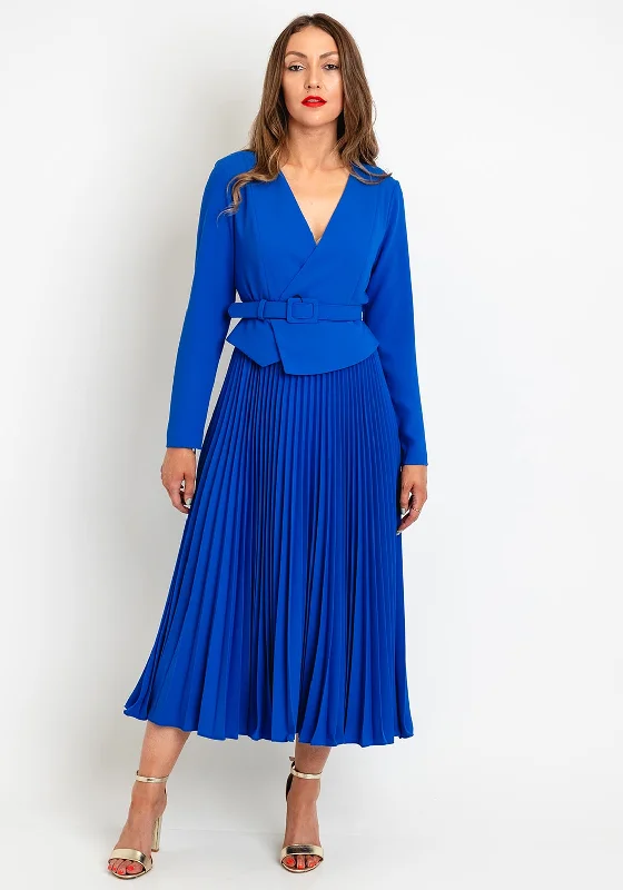 Exquise Pleated Skirt A-Line Maxi Dress, Royal Blue Midi Maxi Skirt