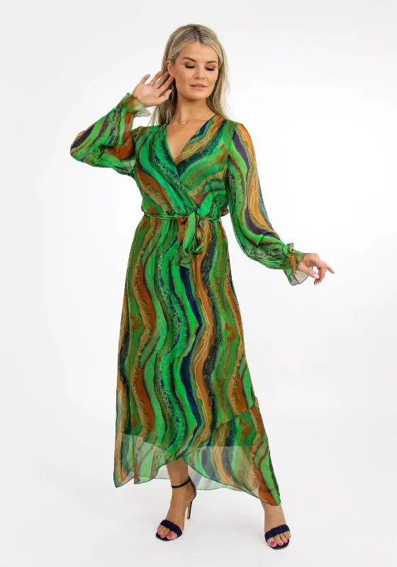 Kate & Pippa Portofino Silk Print Maxi Dress, Green Elegant Maxi Look