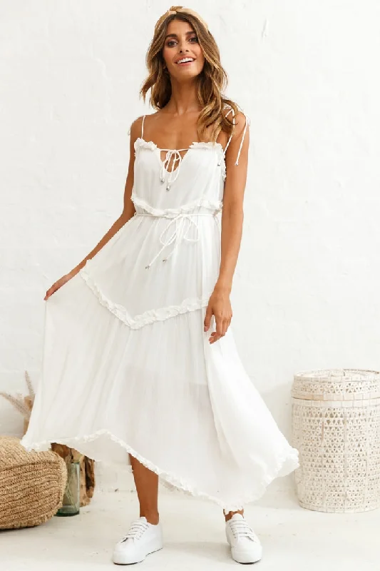 Santa Monica String Tie Maxi Dress White High-Waist Maxi Skirt