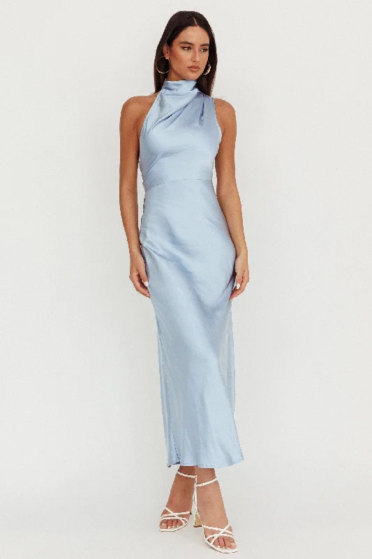 Shana Halterneck Maxi Dress Blue Comfortable Maxi Look