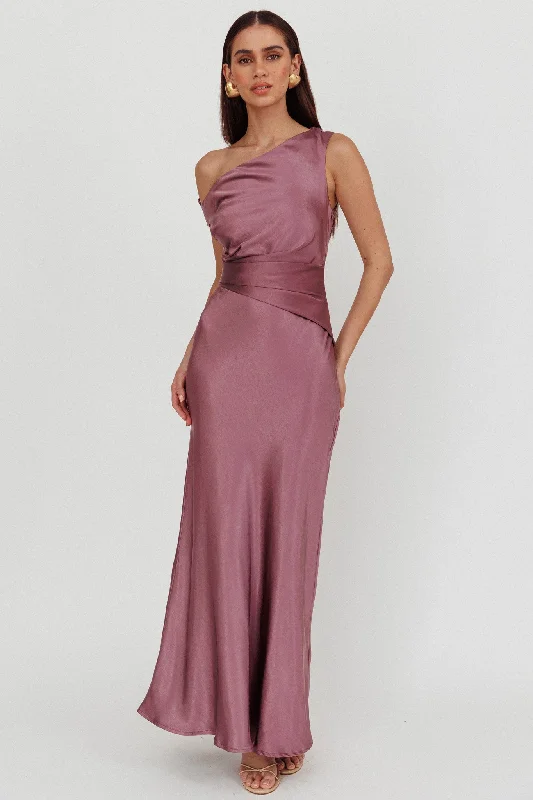 Twilight Asymmetric Neckline Maxi Dress Grape Trendy Maxi Skirt