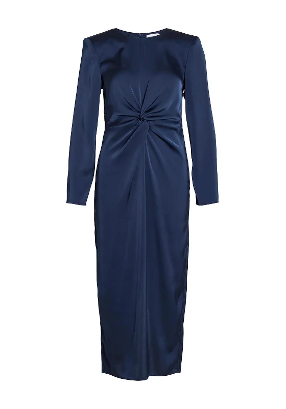 Vila Ravenna Knotted Waist Satin Maxi Dress, Navy Blazer Velvet Maxi Skirt