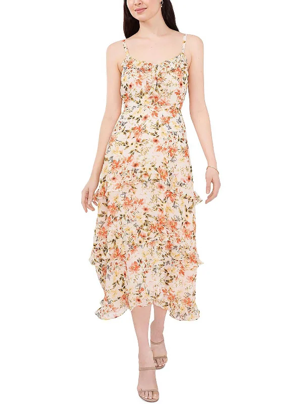 Womens Floral Maxi Evening Dress Flowing Boho Skirt