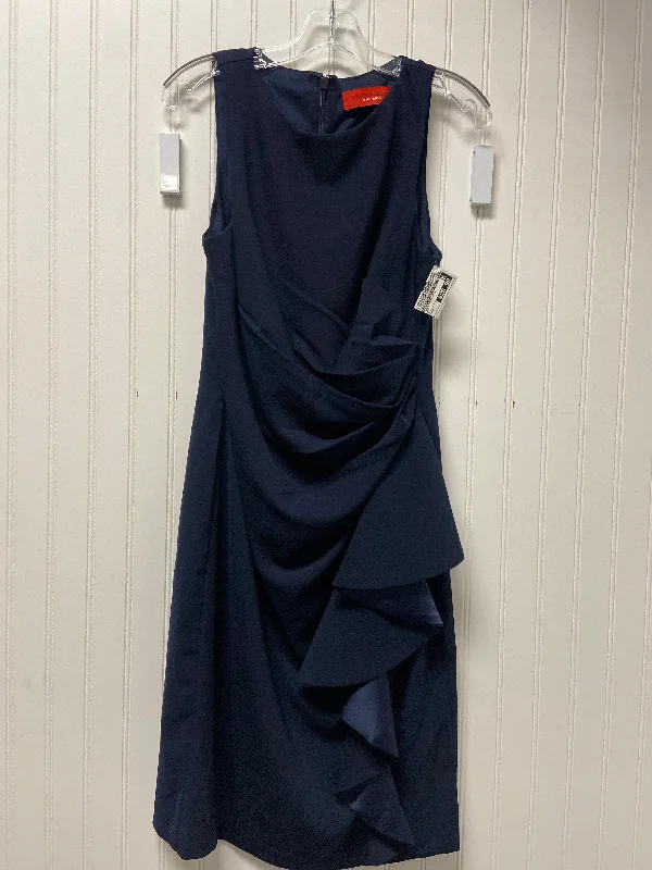 Dress Party Midi By Carmen By Carmen Marc Valvo In Navy, Size: M Polka Dot Midi