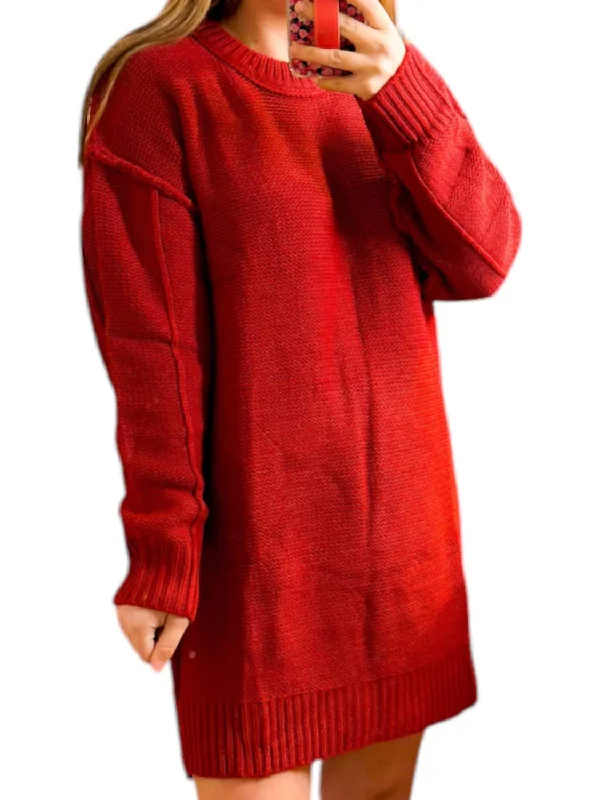 Heather Sweater Dress In Red Simple Sweater Dress