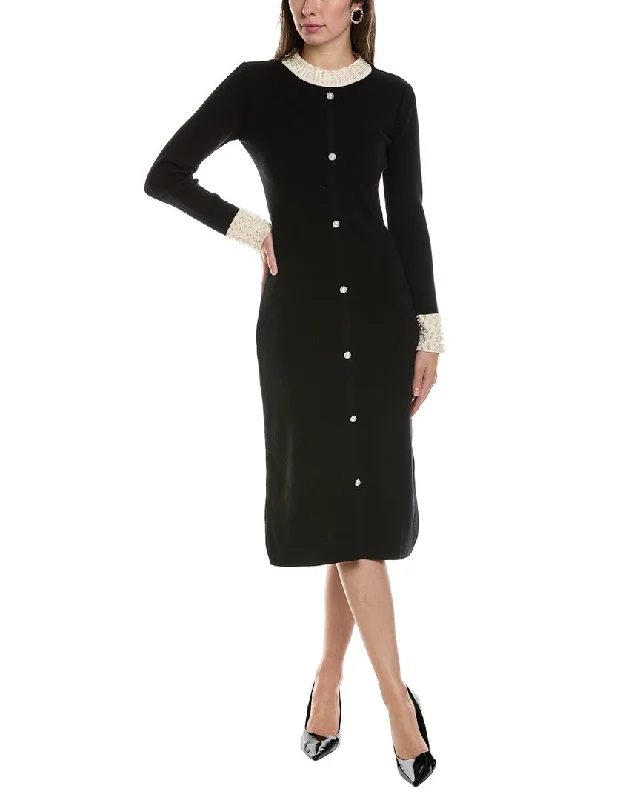 JL LUXE Pearl Bead Sweaterdress Knitted Sweater Gown