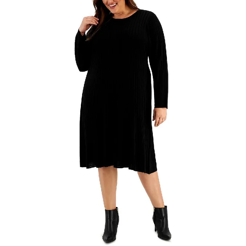 Plus Womens Knit Ribbed Sweaterdress Sweater Dress Outfit