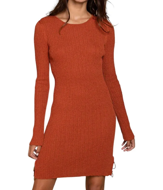 Ring Detailed Sweater Dress In Rust Sweater Dress Outfit