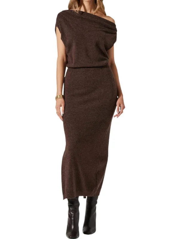 Val Sweater Dress In Espresso Cozy Knit Dress