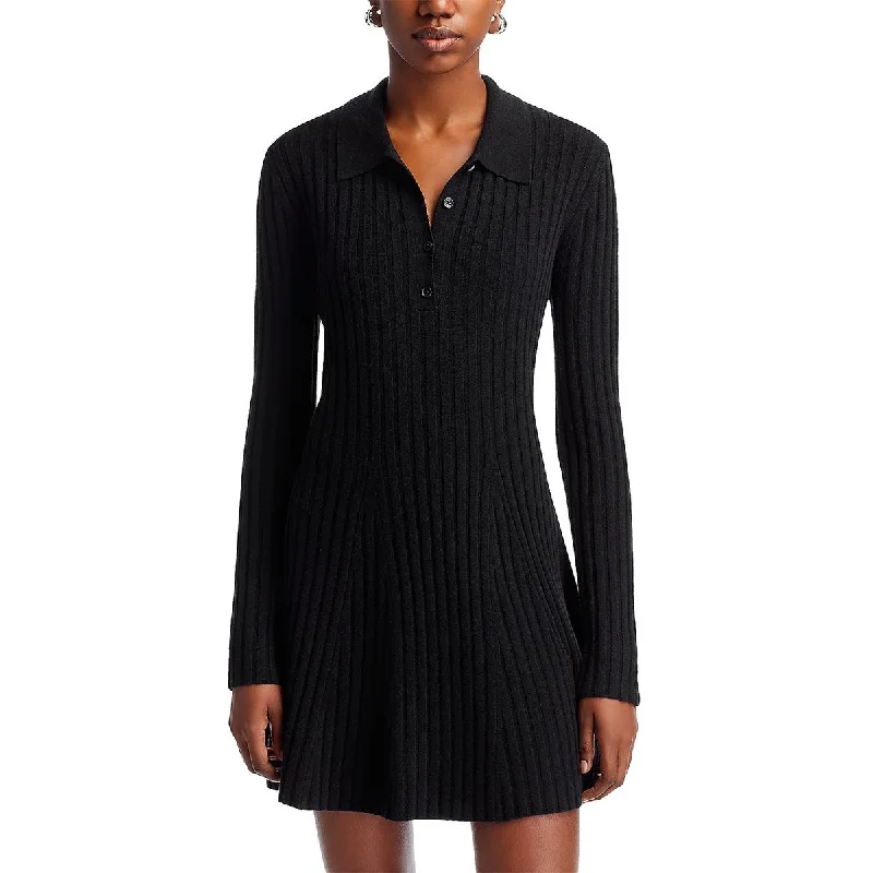 Womens Ribbed Collar Sweaterdress Sweater Dress Outfit