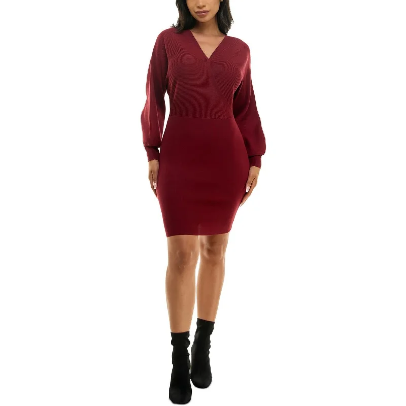 Womens Surplice Above Knee Sweaterdress Sweater Dress Cozy