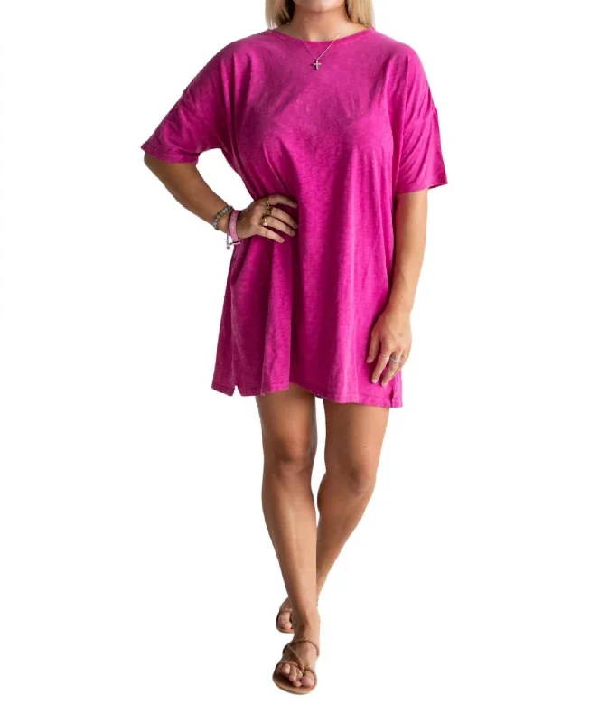 Delta T-Shirt Dress In Magenta Oversized Shirt Dress