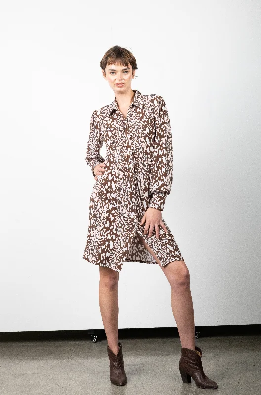 FULL SLV FRONT RUCHING SHIRT DRESS - D3155-96195-0 Midi Shirt Dress