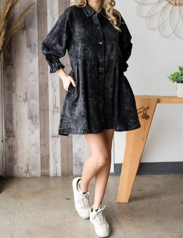 Leo Shirt Dress In Washed Black Black Shirt Dress