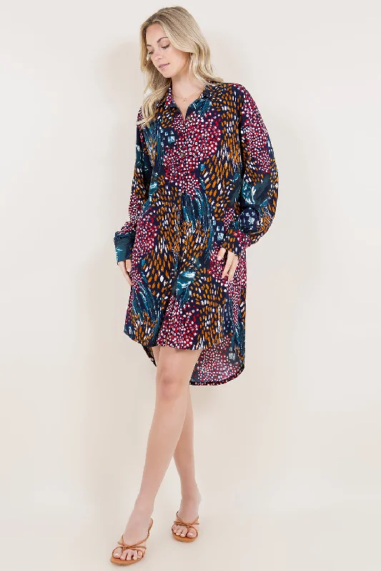 LS DROP SHOULDER SHIRT DRESS - D3468-A4115-6-MSCRP Button-up Shirt Dress