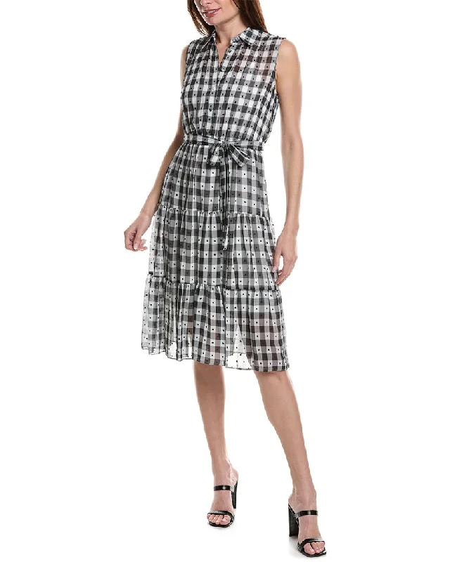 Nanette Nanette Lepore Gingham Dobby Shirtdress Feminine Shirt Dress