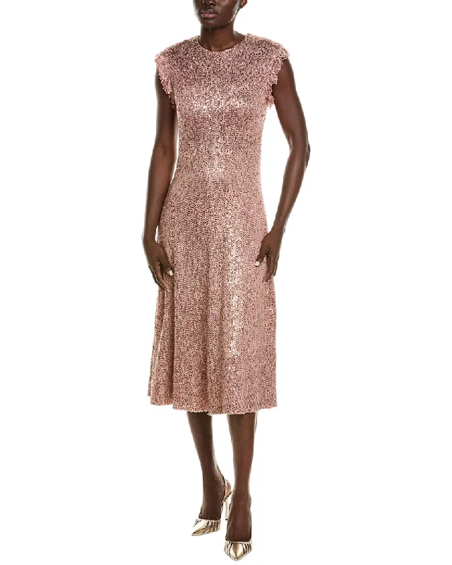 St. John Sequin Wool-Blend A-Line Dress Elegant Sequin Gown