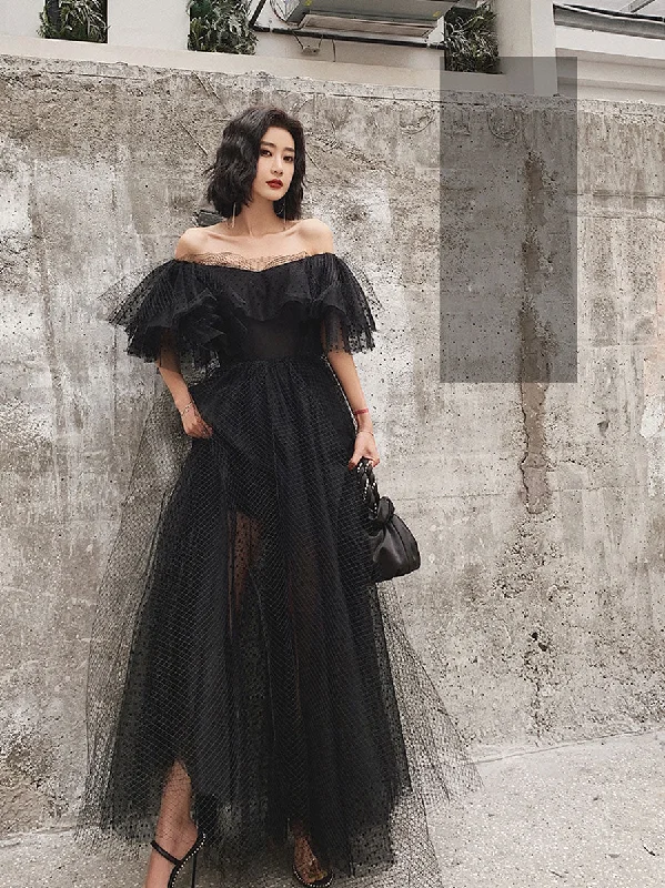 Black Tulle Long Prom Dress, Formal Dress Black Graduation Dresses Y513 Tulle Dress Trend