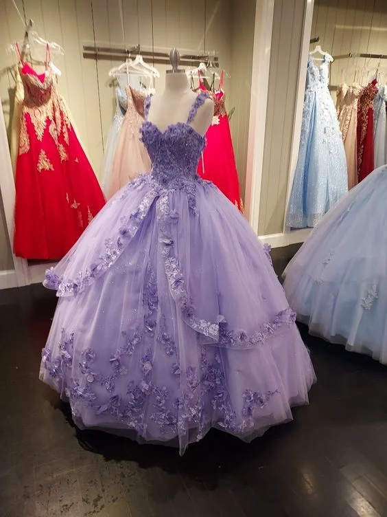 Elegant Tulle Appliques Ball Gown Sweet 16 Dress Y397 Ruffled Tulle Dress