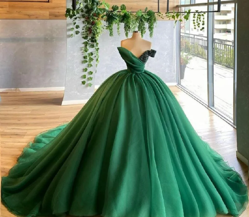 Green Quinceanera Dresses Ball Gown Sexy V Neck Tulle Formal Dress Y296 Tulle Dress Fluffy